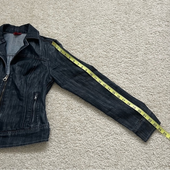 Guess Women’s Moto Blue Jean Jacket‎ Modele Style Size Large - Picture 9 of 16